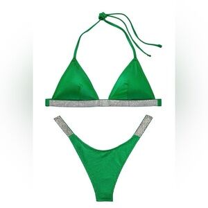 New! Victoria's Secret Swim Shine Strap Triangle Top/Thong Bottom 45606